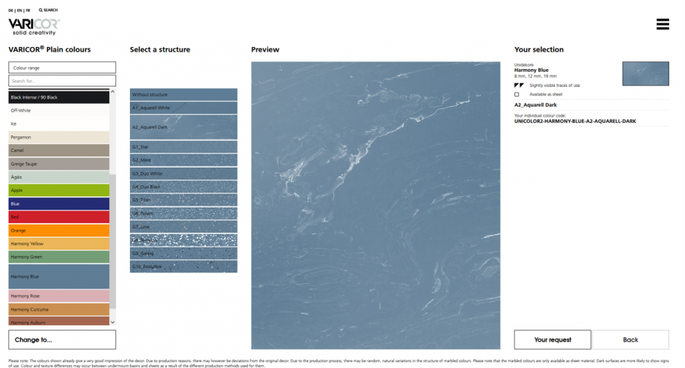 COLOURS/COLOUR CONFIGURATOR